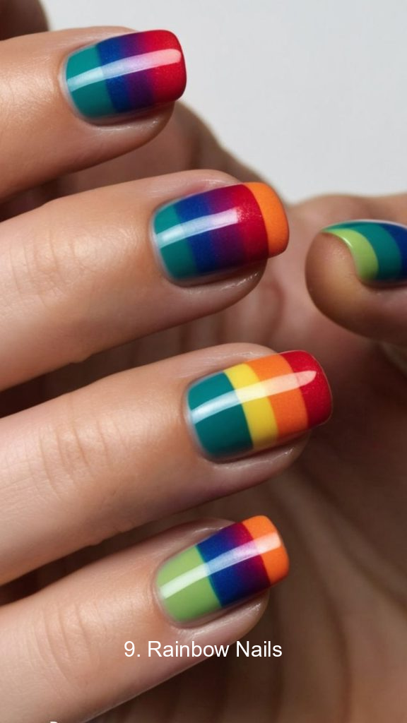 9. Rainbow Nails